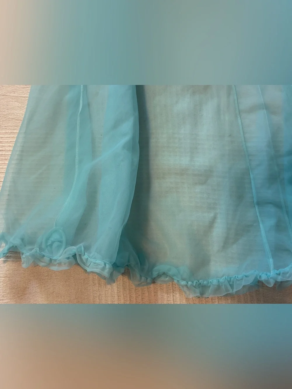 Vintage 1960s Henson Kickerknick Pale Blue Turquoise Petticoat Slip Skirt Small